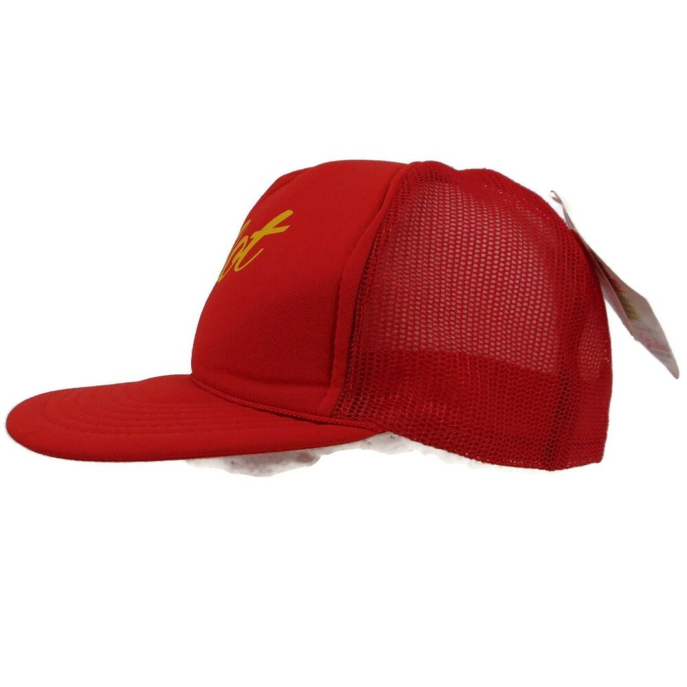 Vintage 80s K Studio Pocket Cap Trucker Hat Pilot Red Snapback Mesh Foam NOS New - Picture 2 of 13